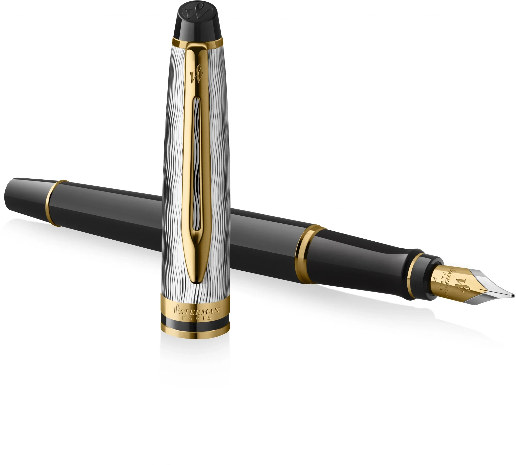 Ручка перьевая Waterman Reflections of Paris Expert DeLuxe (2200840) Black GT M подар.кор.