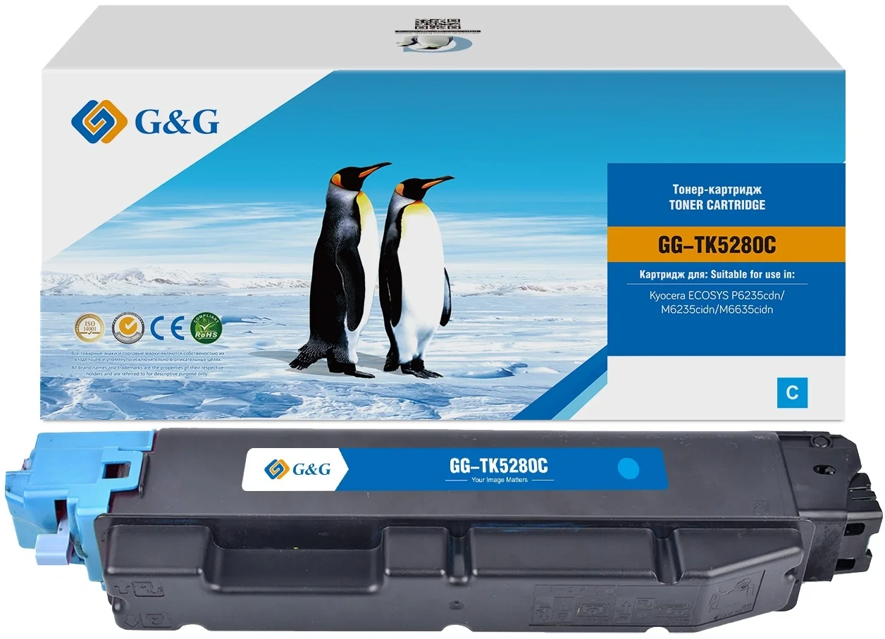 Картридж лазерный G&G GG-TK5280C TK5280C голубой (11000стр.) для Kyocera Ecosys P6235cdn/M6235cidn/M6635cidn с чипом