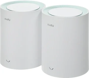 Бесшовный Mesh роутер Cudy M1500 (M1500(2-PACK)) AX1500 10/100/1000BASE-TX белый (упак.:2шт)
