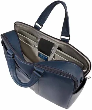 Деловая сумка мужская Piquadro Russel CA6026W137/BLU с отделением для ноутбука 15.6" синяя натур.кожа
