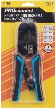 Инструмент обжимной PROconnect HT-568R 12-3432-6 для RJ-45/RJ-12/RJ-11 черный/синий