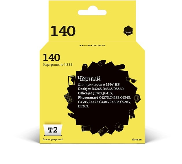T2 CB335HE Картридж (IC-H335) №140 для HP Deskjet D4263/D5360/Officejet J5783/J6413/Photosmart C4273, черный, 200 стр.