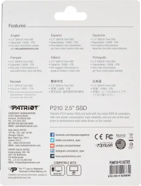 Накопитель SSD Patriot SATA-III 2TB P210S2TB25 P210 2.5"