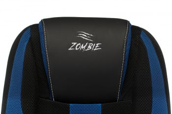 Кресло игровое Zombie 9 черный/синий ткань/эко.кожа крестов. пластик