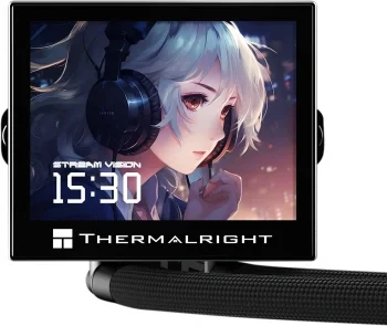 Система водяного охлаждения Thermalright Stream Vision 360 нет подсветки Soc-AM5/AM4/1200/1700/1851 черный 4-pin 31.4dB Al LCD Ret (S-VISION-360-BL)