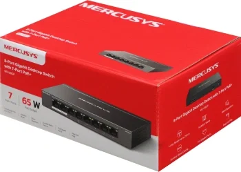 Коммутатор Mercusys MS108GP (L2) 8x1Гбит/с 7PoE+ 65W неуправляемый
