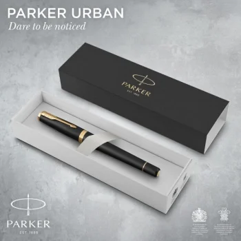 Ручка перьев. Parker Urban Core F309 (1931593) Muted Black GT F сталь нержавеющая подар.кор.