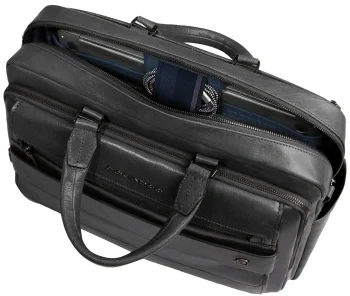 Деловая сумка мужская Piquadro Solm CA7025S141/N с отделением для ноутбука 14" черная натур.кожа