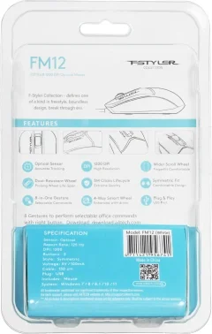 Мышь A4Tech Fstyler FM12 белый оптическая 1200dpi USB 3but (FM12 WHITE)