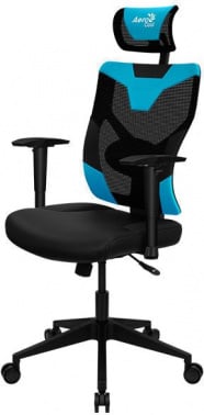 Кресло игровое Aerocool Guardian черный/голубой сиденье черный экокожа/сетка с подголов. крестов. нейлон