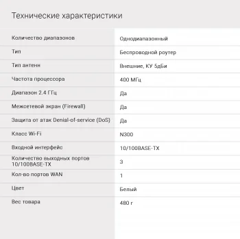 Роутер беспроводной Digma DWR-N302 N300 10/100BASE-TX белый