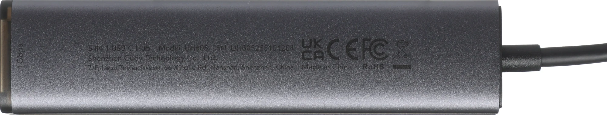 Разветвитель USB-C Cudy UH605 3порт. серый