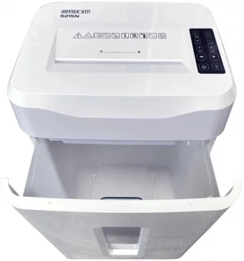 Шредер Office Kit S215N 3,9x38 белый (секр.P-4) фрагменты 22лист. 35лтр. скрепки скобы пл.карты CD