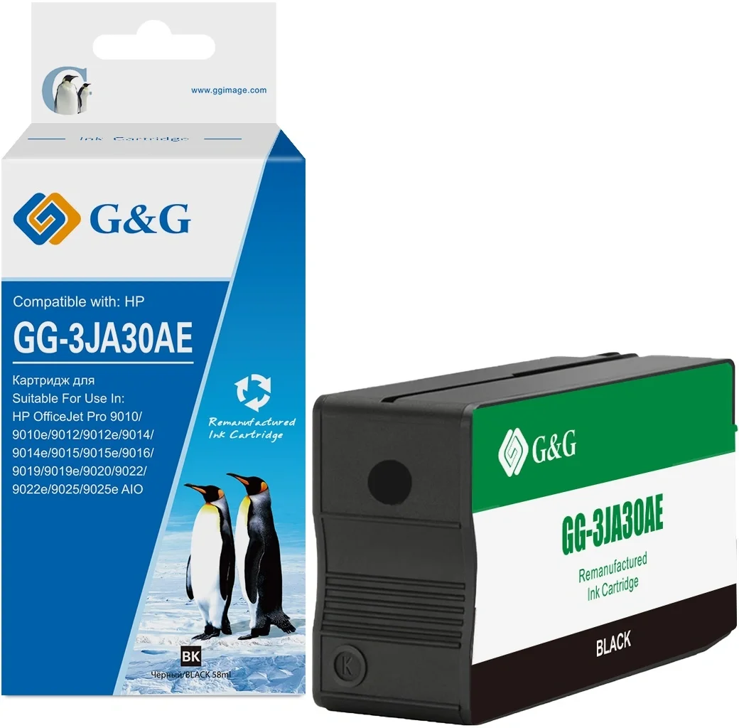 Картридж струйный G&G GG-3JA30AE 963XL черный (58мл) для HP OJ Pro 9010/9010e/9012/9012e/9014/9014e/9015/9015e/9016/9019/9019e/9020/9022/9022e/9025/9025e AIO с чипом