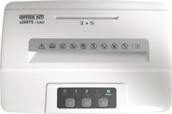 Шредер Office Kit S200TS 0,8x2 белый (секр.P-7) фрагменты 6лист. 25лтр. скобы пл.карты CD