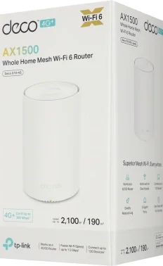 Бесшовный Mesh роутер TP-Link Deco X10-4G (DECO X10-4G(1-PACK)) AX1500 10/100/1000BASE-TX/4G cat.6 белый