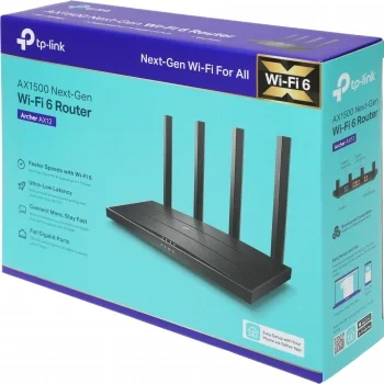 Роутер беспроводной TP-Link Archer AX12 AX1500 10/100/1000BASE-TX черный