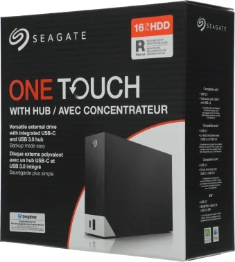 Жесткий диск Seagate USB3.0 16TB STLC16000402 One Touch Hub 3.5" черный