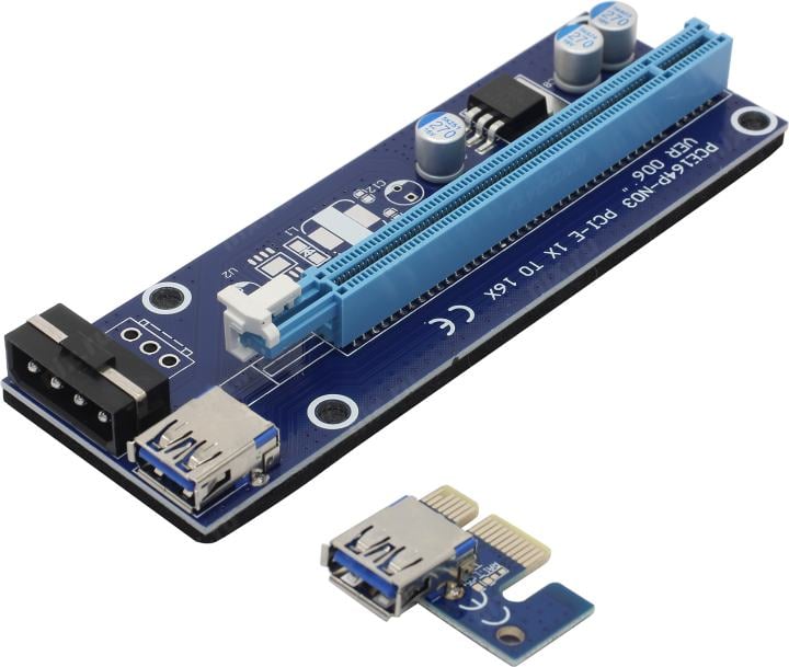 KS-is KS-346 Адаптер удлинитель райзер PCle 1x в 16х с питанием Molex