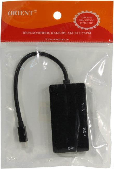 Orient <C310> Кабель-адаптер miniDisplayPort (M)--> DVI  (F)/HDMI (F)/VGA (15F)