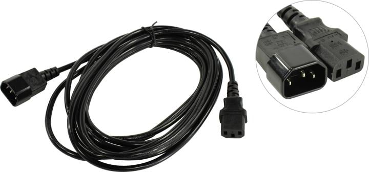Wize <CAC6-C13-C14-5M> Кабель UPS -> устройство 220V  (IEC-320-C13--> IEC-320-C14) 5м