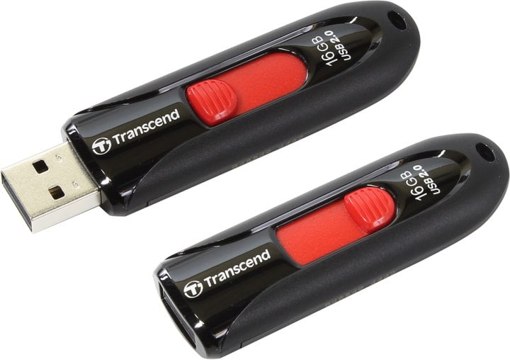 USB накопитель Transcend - Jetflash 590, USB Type A (USB 2.0), 16 ГБ, цвет чёрный, TS16GJF590K