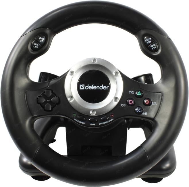Руль Defender Turbo Pro (Vibration, рулевое колесо, педали, 8поз.перекл.,  10кн.,  USB,  PS3/PS4/XBOX) <64291>