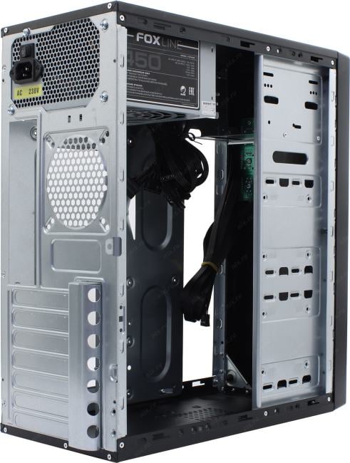 Корпус FoxLine Case Foxline FL-301 |FL-301-FZ450R| ATX, 1x5.25EXT, 1x3.5EXT, 4x3.5INT, 4xUSB2.0, HDA, CPU h140, |FL-301-FZ450R| GPU L240, w/o FAN, w/450W ATX PSU, w/1.2m EU pwr cord, (970092)