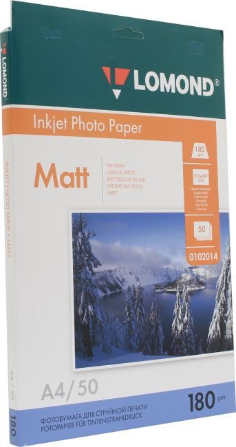 Фотобумага LOMOND 0102014, A4, 180 г/м², матовая, 50 листов