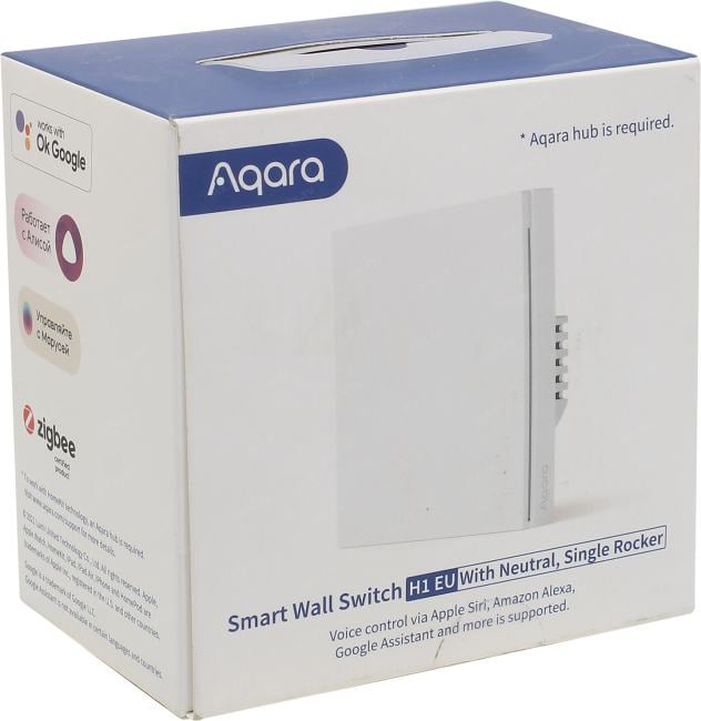 Aqara <WS-EUK03> Умный настенный выключатель H1 EU  (с  нейтралью,  1 клавиша)