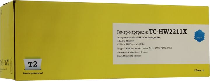 Картридж лазерный T2 TC-HW2211X W2211X голубой бар.в компл. (2450стр.) для HP CLJ Pro M255/M282/M283 с чипом
