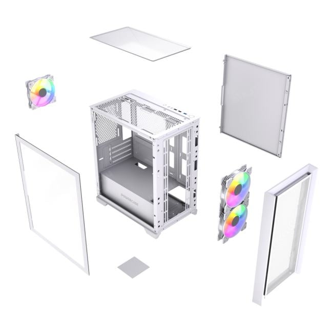CAMZW-A3-V2 Корпус Powercase Alisio Micro Z3W ARGB V2, Tempered Glass, 3x 120mm ARGB fan,  белый, mATX ()