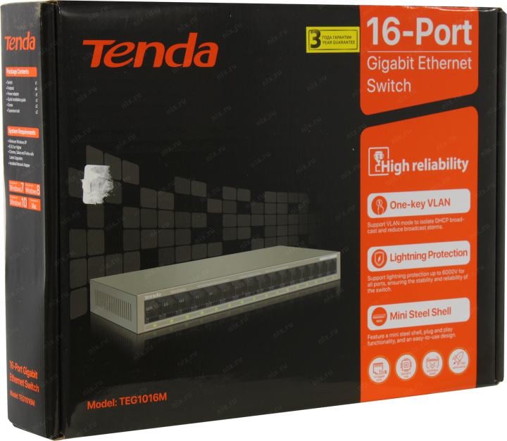 TENDA <TEG1016M> 16-Port Gigabit  Ethernet  Switch  (16UTP 1000Mbps)