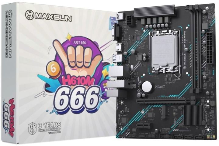 6940709693865 Maxsun MS-H610M 666 WIFI6 D5 LGA1700 H610 2*DDR5 1*PCIEx16/  1*PCIEx1/ 1*M.2  Front2*USB3.2 Gen1/ 2*USB2