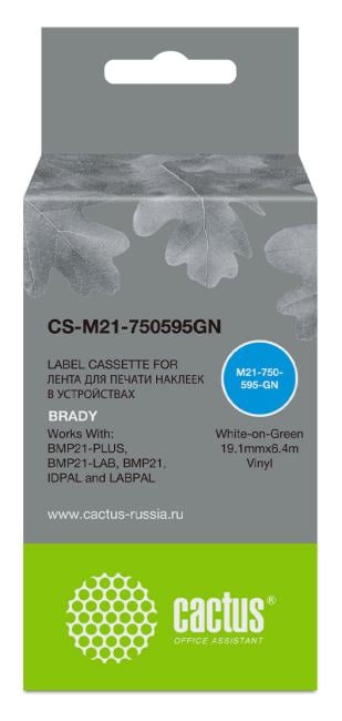 Картридж ленточный Cactus CS-M21-750595GN белый для  Brady BMP21-PLUS, BMP21-LAB
