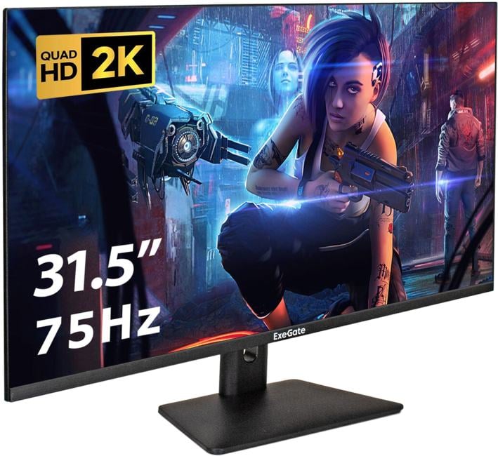 Монитор 31.5" ExeGate SmartView ES3207A IPS 2560x1440, 75 Гц, 1 мс, 16:9, 300 кд/м², HDMI 1.4, DP 1.2, USB, 3.5 Jack, динамики (2x3 Вт), FreeSync, Flicker-free, Low Blue Light, Pivot, VESA 100x100, черный