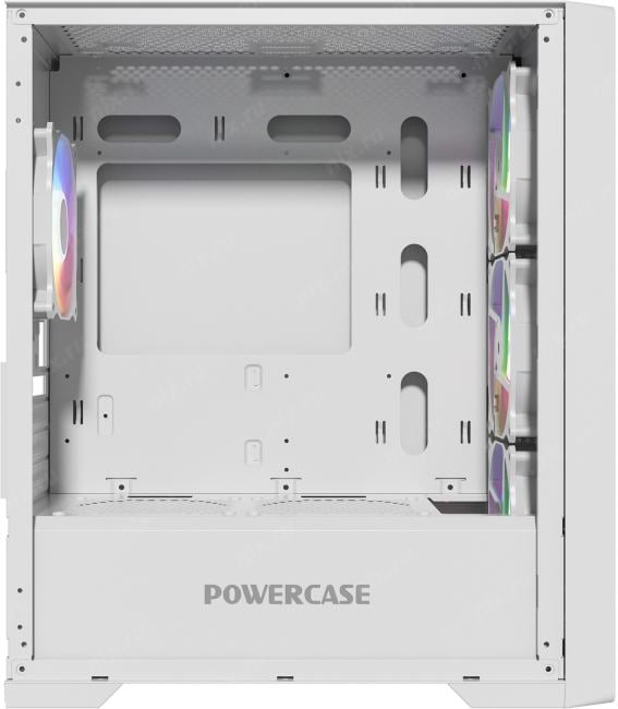 Powercase Alisio Micro X4W V2, Tempered Glass, 4х 120mm ARGB fans, ARGB HUB, белый,  mATX  (CAMCXW-A4)