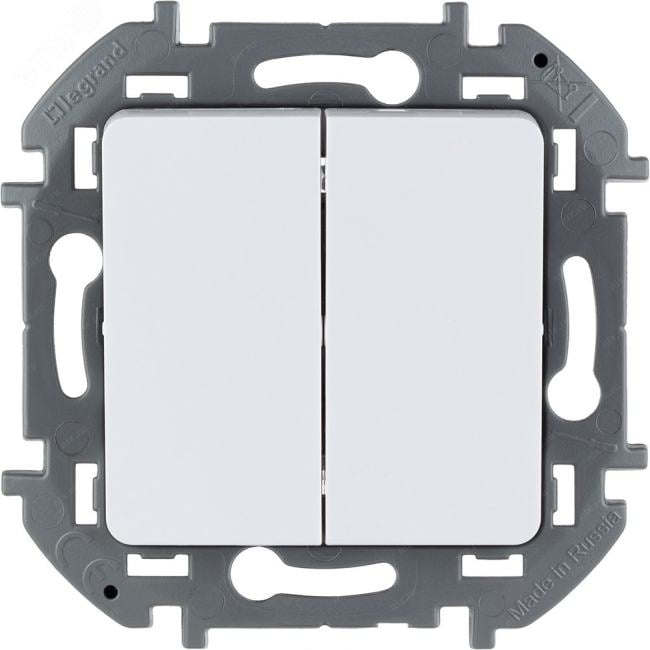 Legrand 673620 Выключатель двухклавишный INSPIRIA 10 AX 250 В~  белый  (673620)