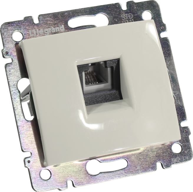 Legrand 774338 Розетка телефонная Valena RJ11 4 контакта 1 коннектор (слоновая кость)