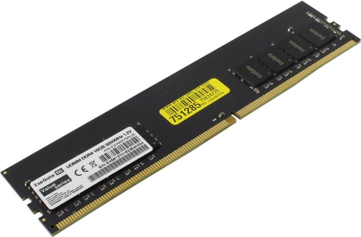 Оперативная память ExeGate EX295579RUS, 16ГБ (1×16ГБ), DDR4, 3200МГц, PC4-25600, DIMM