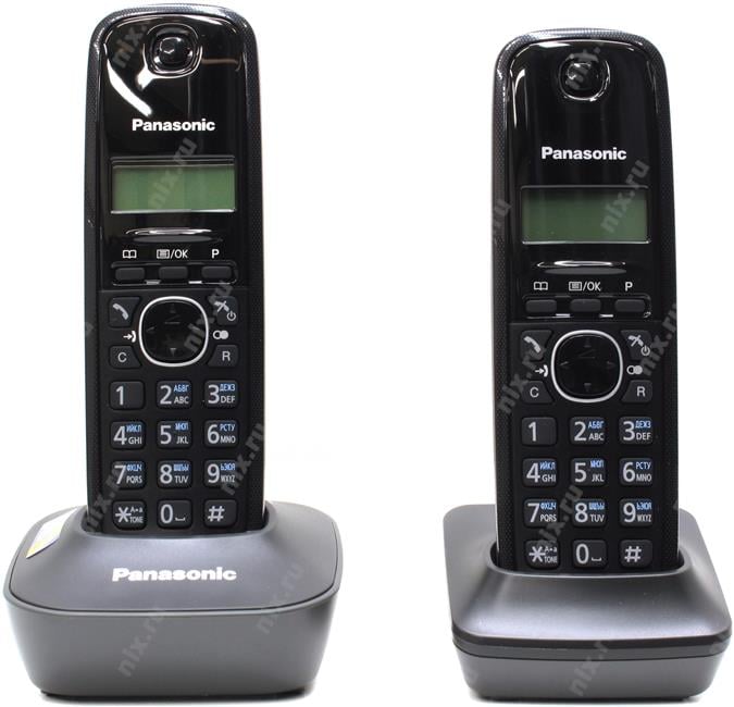 Panasonic KX-TG1612RUH <Black-Grey> р/телефон (2 трубки с ЖК  диспл.,  DECT)