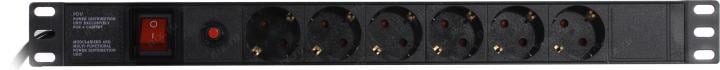 Exegate ServerPro PDU-19H606 Al-6S-EU2-SW-O <EX280831RUS> Блок силовых розеток 19",  чёрный  1U,  6 евророзеток