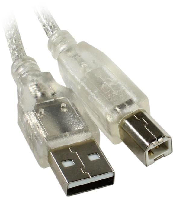 Кабель USB 2.0 AM-BM 1.8м Cablexpert CCF-USB2-AMBM-TR-6 круглый прозрачный экранированный с ферритовым кольцом