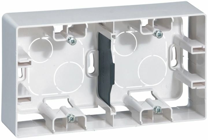 Коробка накладная Legrand 672530 Etika - монтажная,  2 поста, белая