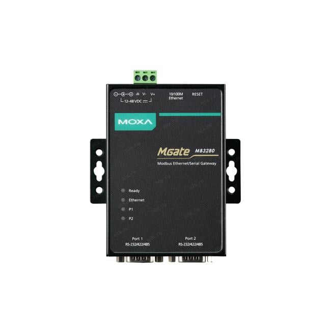 Преобразователь MOXA MGate MB3280, 2-портовый, Modbus RTU/ASCII в Modbus TCP