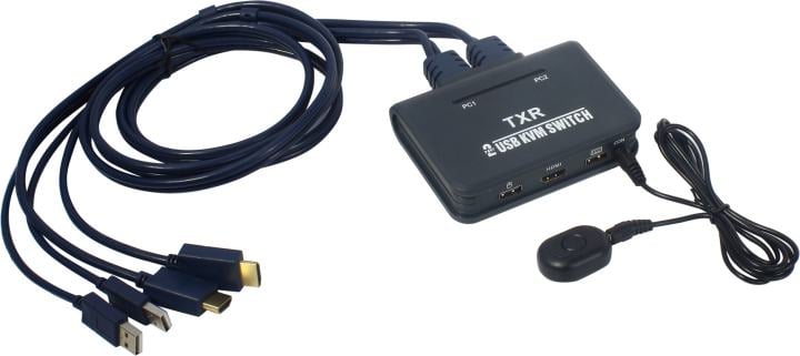 Ks-is <KS-705L1> 2-port HDMI KVM Switch  (клавиатураUSB+мышьUSB+HDMI, кабели несъемные)