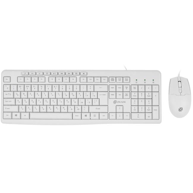 OKLICK Keyboard & Optical Mouse <S650> White (Кл-ра, М/Мед, USB+Мышь 4кн,  Roll, USB) <1875257>