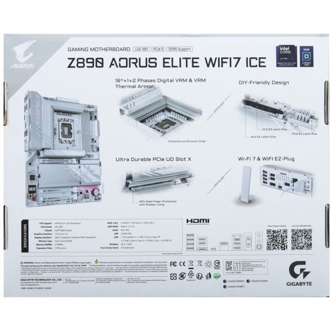 GIGABYTE Z890 A ELITE WIFI7 ICE (RTL) LGA1851 <Z890> 3xPCI-E  DP2.5GbLAN+WiFi+BT  SATA  ATX 4DDR5