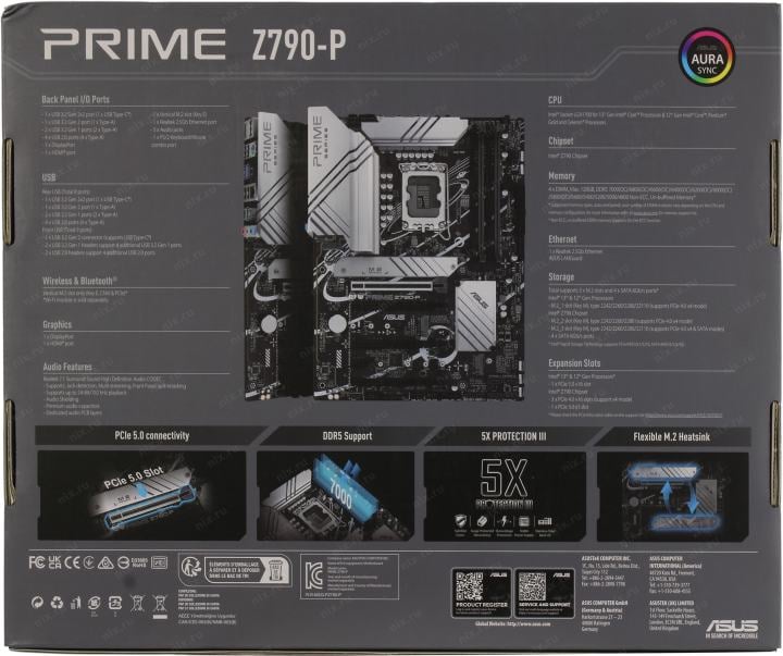 ASUS PRIME Z790-P (RTL) LGA1700 <Z790> 4xPCI-E HDMI+DP 2.5GbLAN  SATA ATX 4DDR5