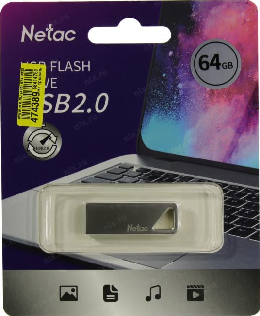 Netac <NT03U326N-064G-20PN> USB2.0 Flash  Drive 64Gb (RTL)